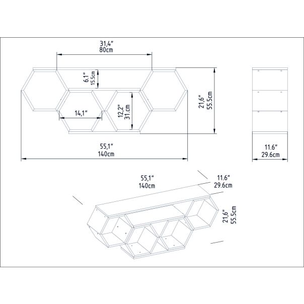 HANAH HOME TV komoda Bal, bela/krem - 322RTC2101