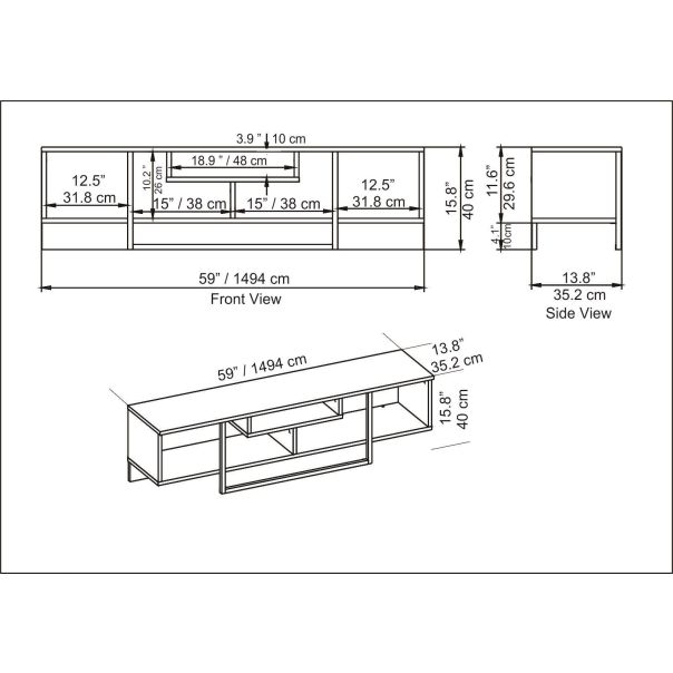 HANAH HOME TV komoda Asal, bela/zlatna - 322RTC2115