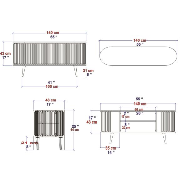 HANAH HOME TV komoda Stor, bela/krem - 322RTC2183
