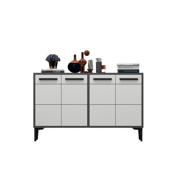 HANAH HOME TV komoda Stria, antracit/bela - 327ODS1107