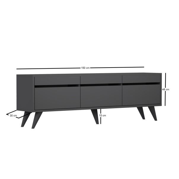 HANAH HOME TV komoda River, antracit - 327ODS1131