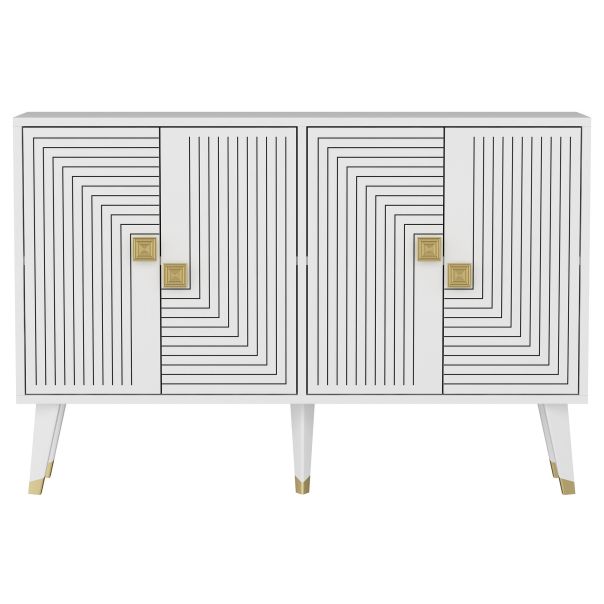 HANAH HOME Komoda Ahart, bela/zlatna - 327ODS1225