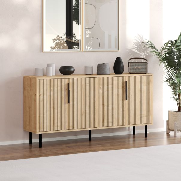 HANAH HOME Komoda Clara, svetlo braon/crna - EP3057041