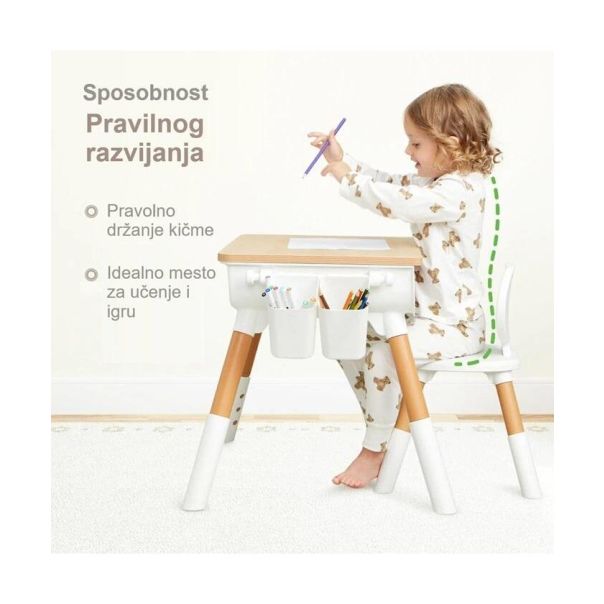 BBO Set sto i stolica za decu, natur/bela - 533-920285
