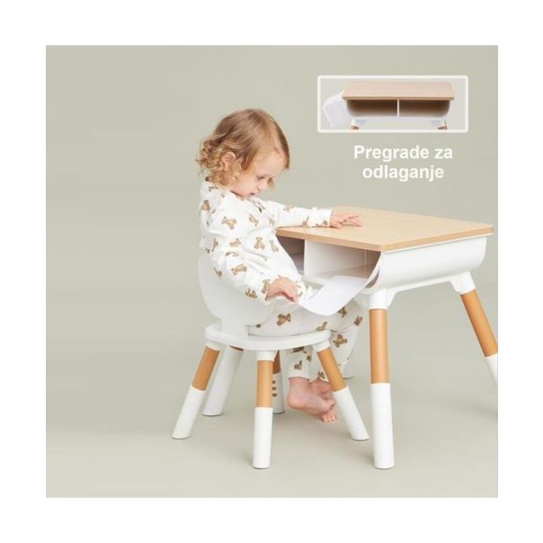 BBO Set sto i stolica za decu, natur/bela - 533-920285