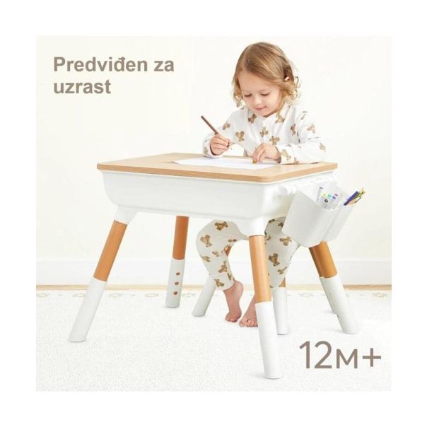BBO Set sto i stolica za decu, natur/bela - 533-920285