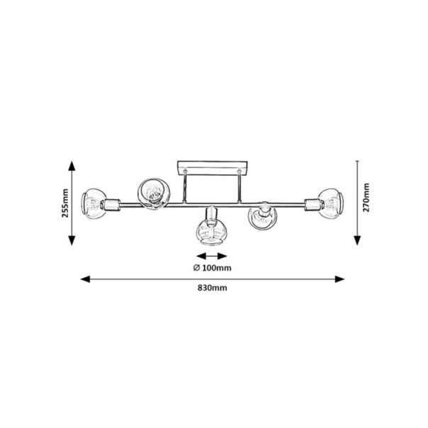 Rabalux Plafonjera Sullivan E14 5x MAX 40W crna (3296) - 3296-1