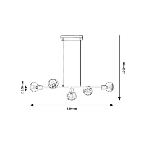 Rabalux Visilica Sullivan E14 5x MAX 40W crna (3297) - 3297-1-1
