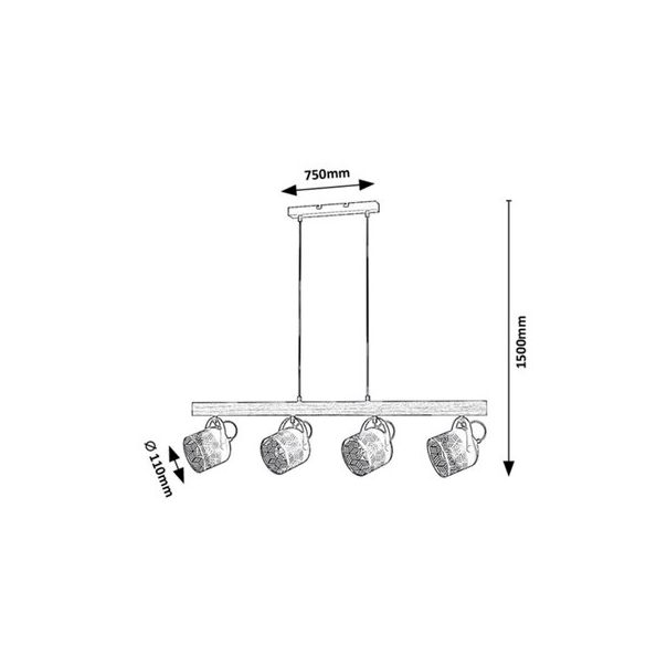 Rabalux Visilica Rotem E14 4x MAX 40W orah (3300) - 3300