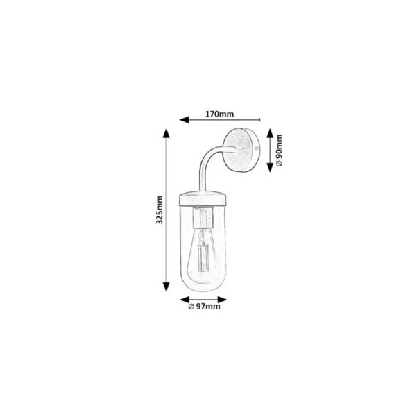 Rabalux Kupatilska rasveta Yago E27 1x MAX 60W mat crno (3310) - 3310