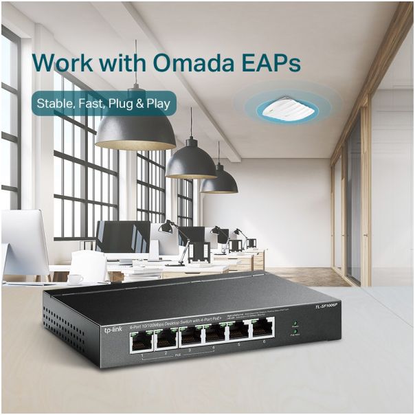 TP LINK LAN Switch TP-LINK TL-SF1006P 6-port 10/100 4-Port PoE+ - 39144