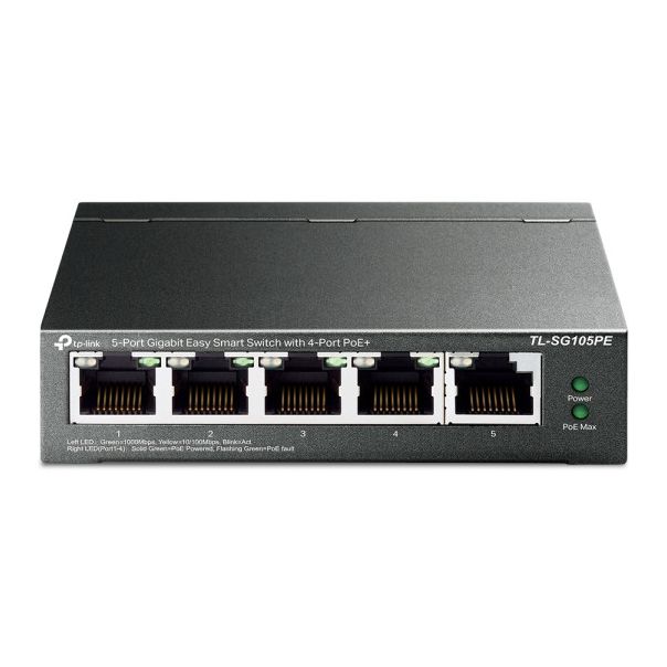 TP LINK LAN Switch TP-LINK TL-SG105PE 5port 10/100/1000Mbps/4PoE/Metal - 39404
