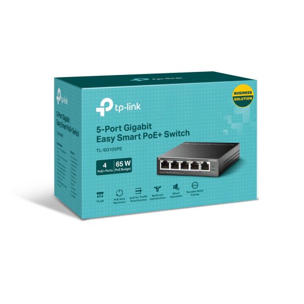 TP LINK LAN Switch TP-LINK TL-SG105PE 5port 10/100/1000Mbps/4PoE/Metal - 39404