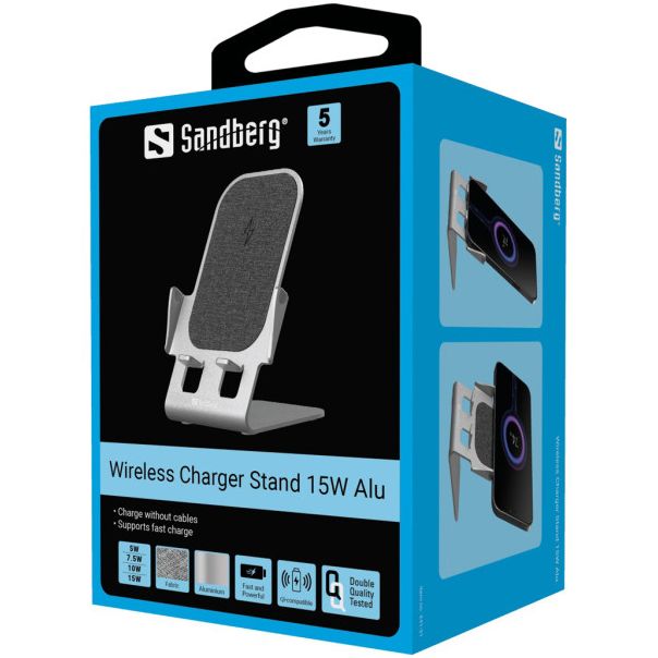 SANDBERG Bežični punjač USB-C, 441-51, 15W, Aluminium - 39670