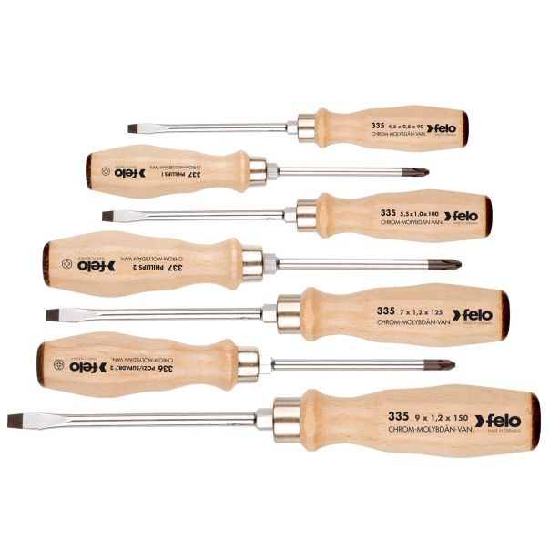 Felo Set udarnih šrafcigera sa drvenom drškom SL/PH/PZ 33597198 7 kom - 33597198