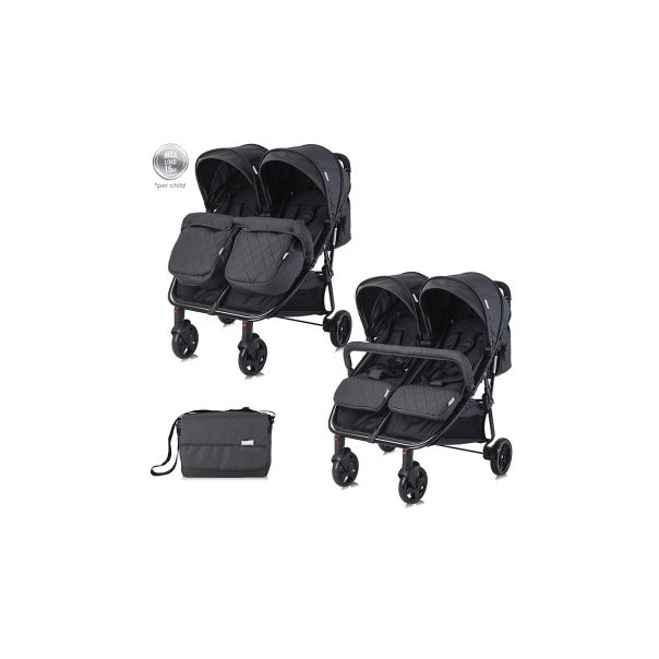 LORELLI Kolica za blizance sa torbom Duo black - 10021542305