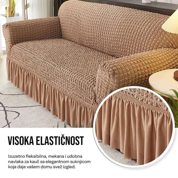 Retro Pokrivač za dvosede i kauče od 145cm do 185cm, braon boje - 1203-BRO