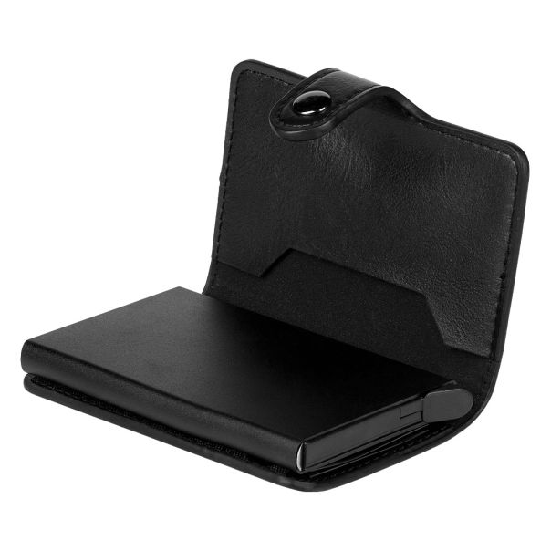 Novčanik STARK sa RFID zaštitom – kompaktan, metalna nitna, pop-up držač, crni - EP3259220