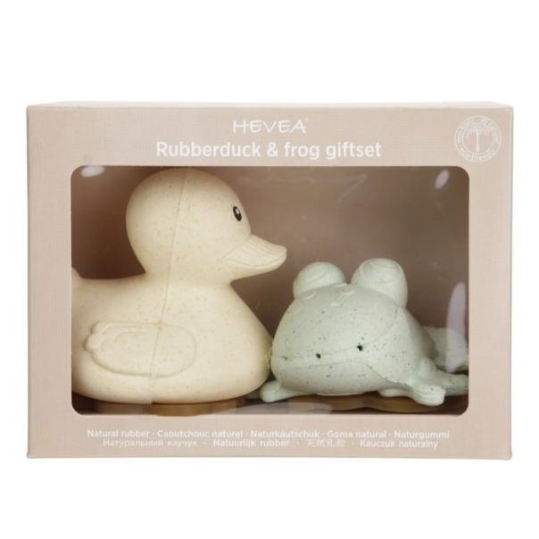 HEVEA Squeeze'N'Splash igračke za kupanje Poklon set Gumena patka i žaba, Snežno plava i žalfija - 345041