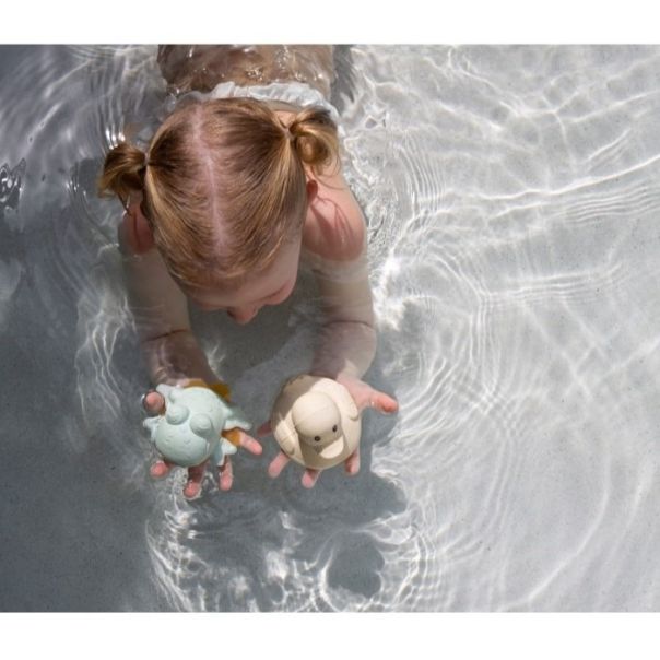 HEVEA Squeeze'N'Splash igračke za kupanje Poklon set Gumena patka i žaba, Snežno plava i žalfija - 345041