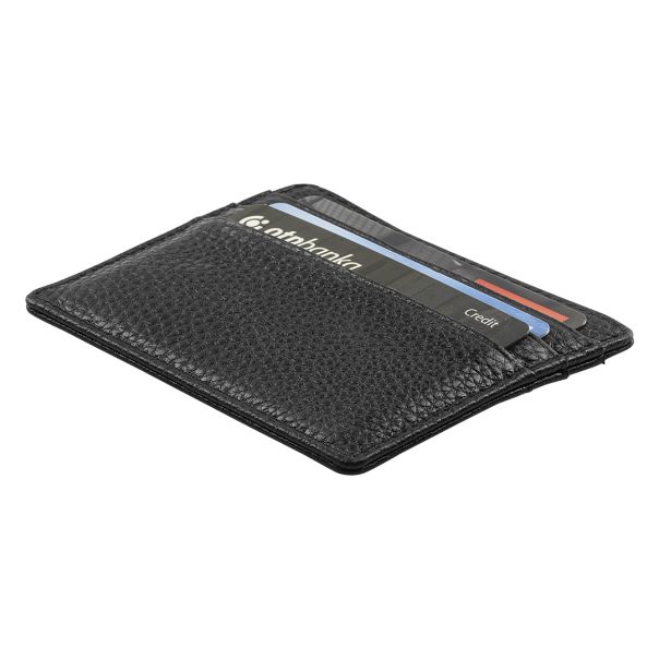 Kožni držač za kartice DEBIT – goveđa koža, 7 pregrada, 60 g, crni - EP3259229