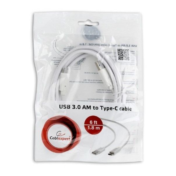 GEMBIRD Adapter kabl, USB 3.0 na USB Type-C ,CCP-USB3-AMCM-6-W, 1.8m, bela - 19659-1