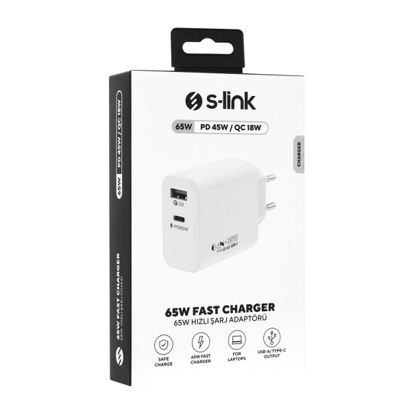 S-LINK Strujni adapter SL-EC69 65W PD 45W/QC 18W USB-C/USB-A, brzo punjenje - 170483
