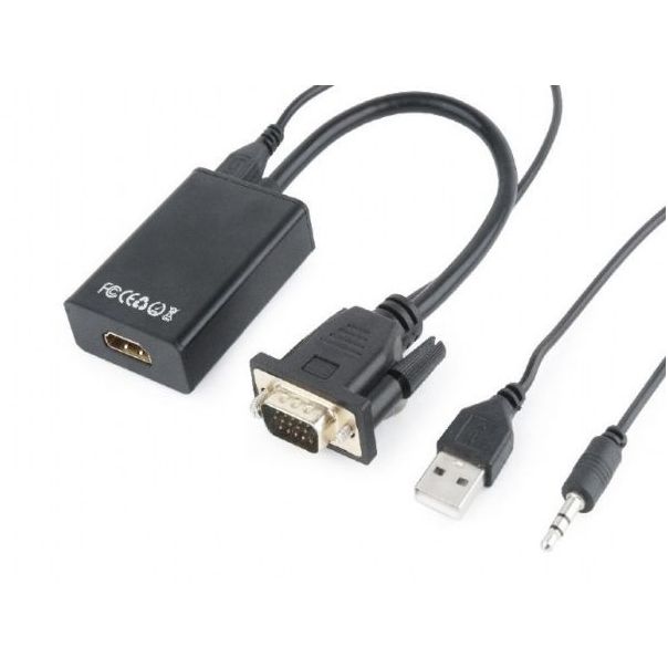 GEMBIRD A-VGA-HDMI-01 VGA to HDMI and audio cable, single port, black WITH AUDIO - 103880