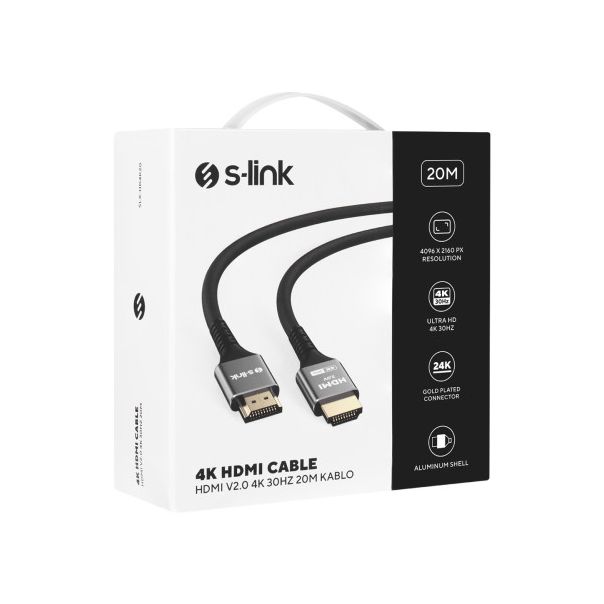 S-LINK Kabl SLX-HD4K20 HDMI na HDMI M/M v2.0 4K/30Hz, metal, 20m - 41283-1