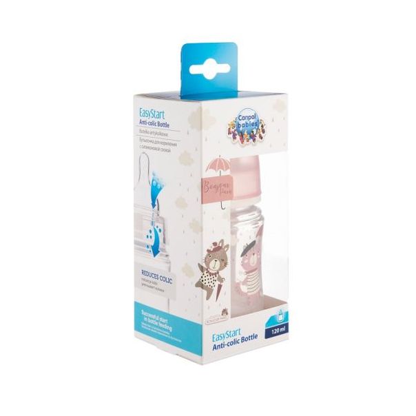 CANPOL Flašica za bebe 120 ml široki vrat, pp 35/231 pink -