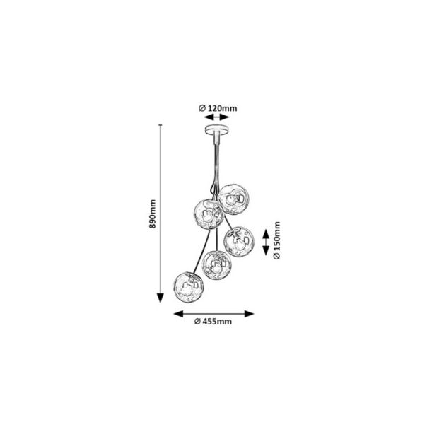 Rabalux Visilica Glory E14 5x MAX 40W mat crno (3508) - 3508