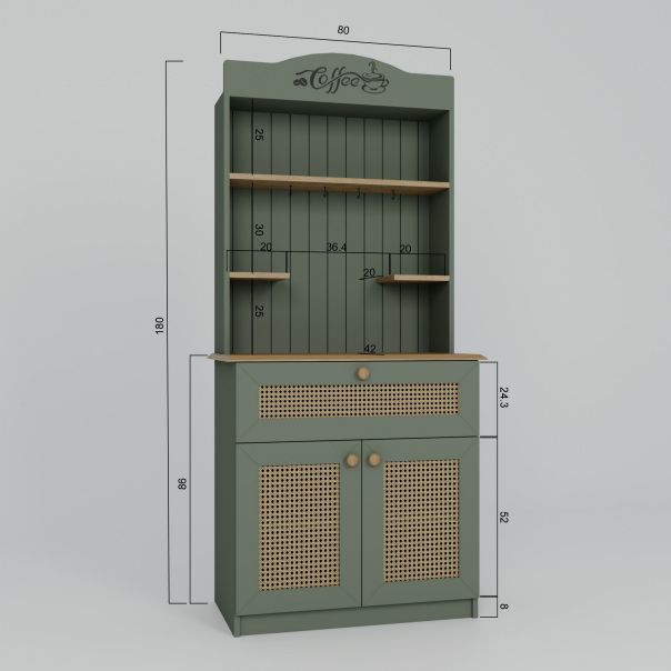 HANAH HOME Kuhinjska vitrina Lucas 1600-129, zelena/braon - EP3132652