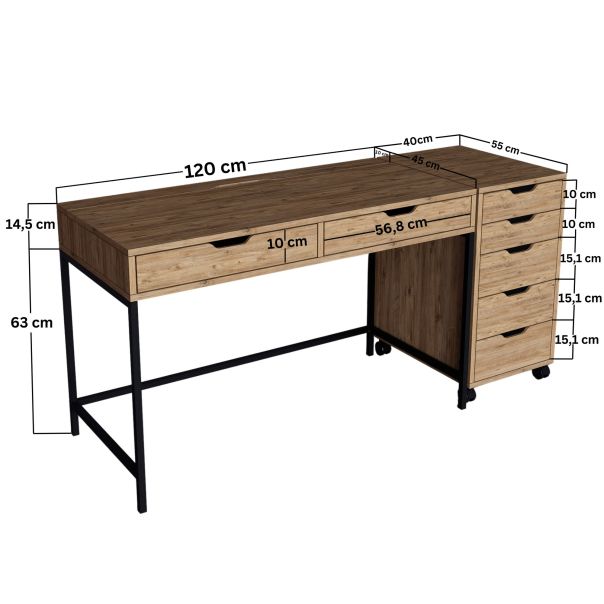 HANAH HOME Radni sto Atlas 1600-59, braon - EP3057209