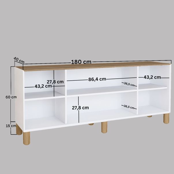 HANAH HOME Komoda Bohemian 1600-145, bela/braon - EP3057230