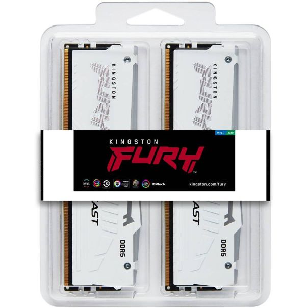 KINGSTON Ram memorija DDR5 32GB (2x16GB) 5200MHz DIMM Fury Beast White RGB XMP CL40 - 075318
