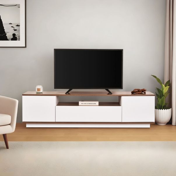HANAH HOME TV komoda Veramont, bela/braon - EP3057374