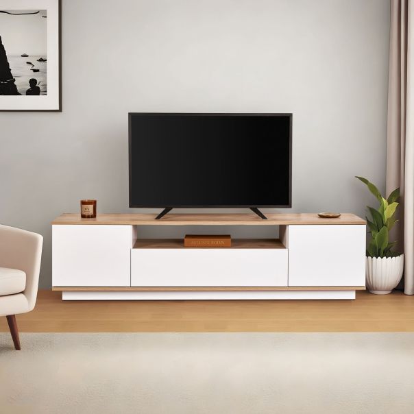 HANAH HOME TV komoda Veramont, bela/svetlobraon - EP3057386