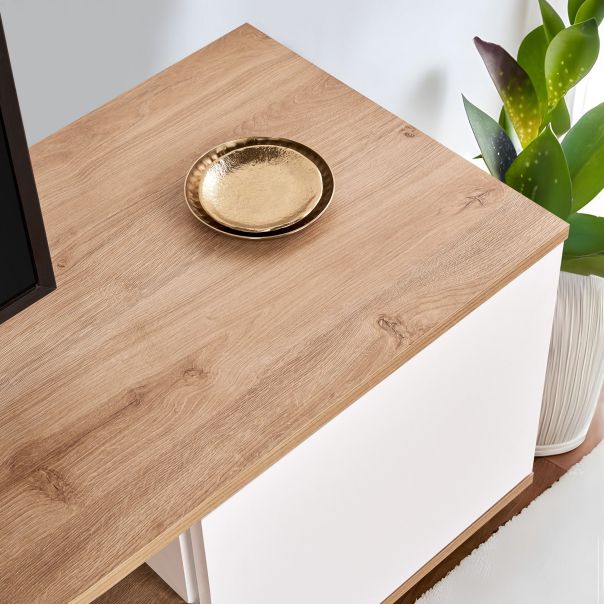 HANAH HOME TV komoda Veramont, bela/svetlobraon - EP3057386