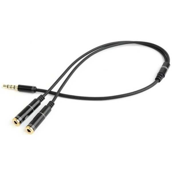 GEMBIRD Adapter CCA-417M 2x 3.5 mm, na 1x 3.5mm(4 pin) cable, 0.2m, crna - 20007