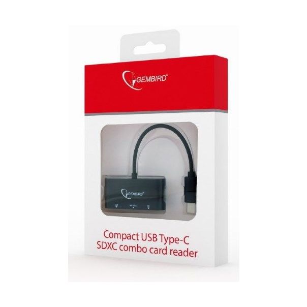 GEMBIRD Čitač kartica USB Type-C SDXCUHB-CR3-02, crna - 20027