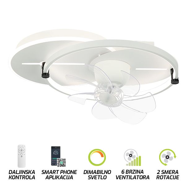 FORMA LED plafonska lampa sa ventilatorom 55W FV1101-55 bela 3000K-6400K - EP2684226