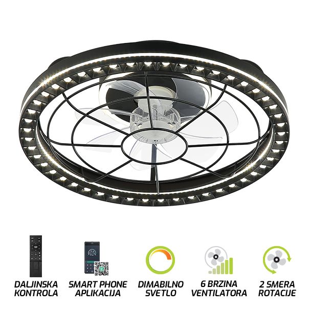 FORMA LED plafonska lampa sa ventilatorom 50W FV2001-50 crna 3000K-6400K - EP2684232