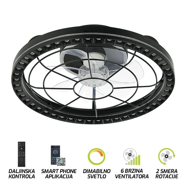 FORMA LED plafonska lampa sa ventilatorom 50W FV2001-50 crna 3000K-6400K - EP2684232