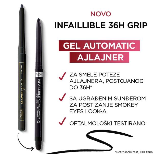 L'Oréal Paris Infaillible 36h Grip Gel Automatic ajlajner Intense Black - 1100012959