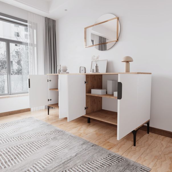 HANAH HOME Komoda Tarz, krem/bela - 360ALE1101