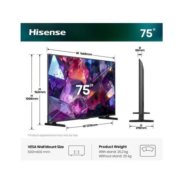 HISENSE Televizor 75E7S PRO, Ultra HD, Smart - EP3206336