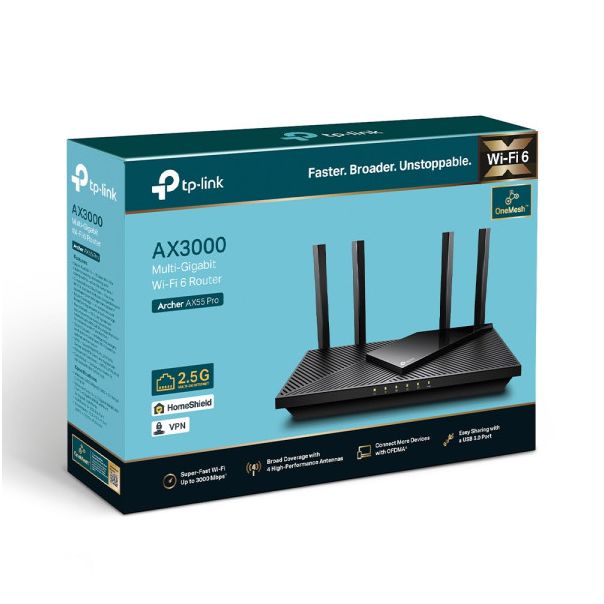 TP LINK LAN Router TP-Link Archer AX55Pro AX3000/WiFi6/4 2.5G LAN - EP2792904