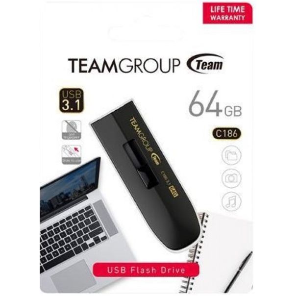 TEAM GROUP TeamGroup 64GB C186 USB 3.1 BLACK TC186364GB01 - 38427