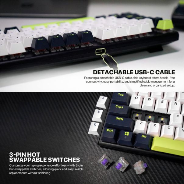 FANTECH Tastatura Mehanicka Gaming MK878S RGB Atom 104S Mori bela (Rosie switch) - EP3169523