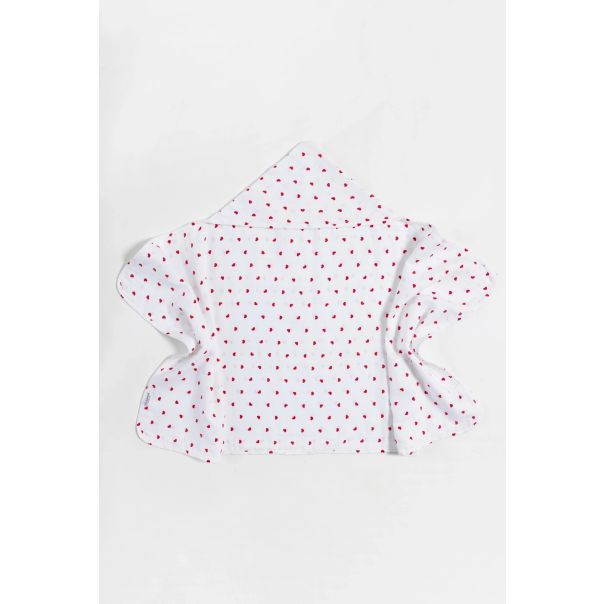 STEFAN Peškir sa kapuljačom od muslina 120x60cm Srce, crvena/bela - 372-srce